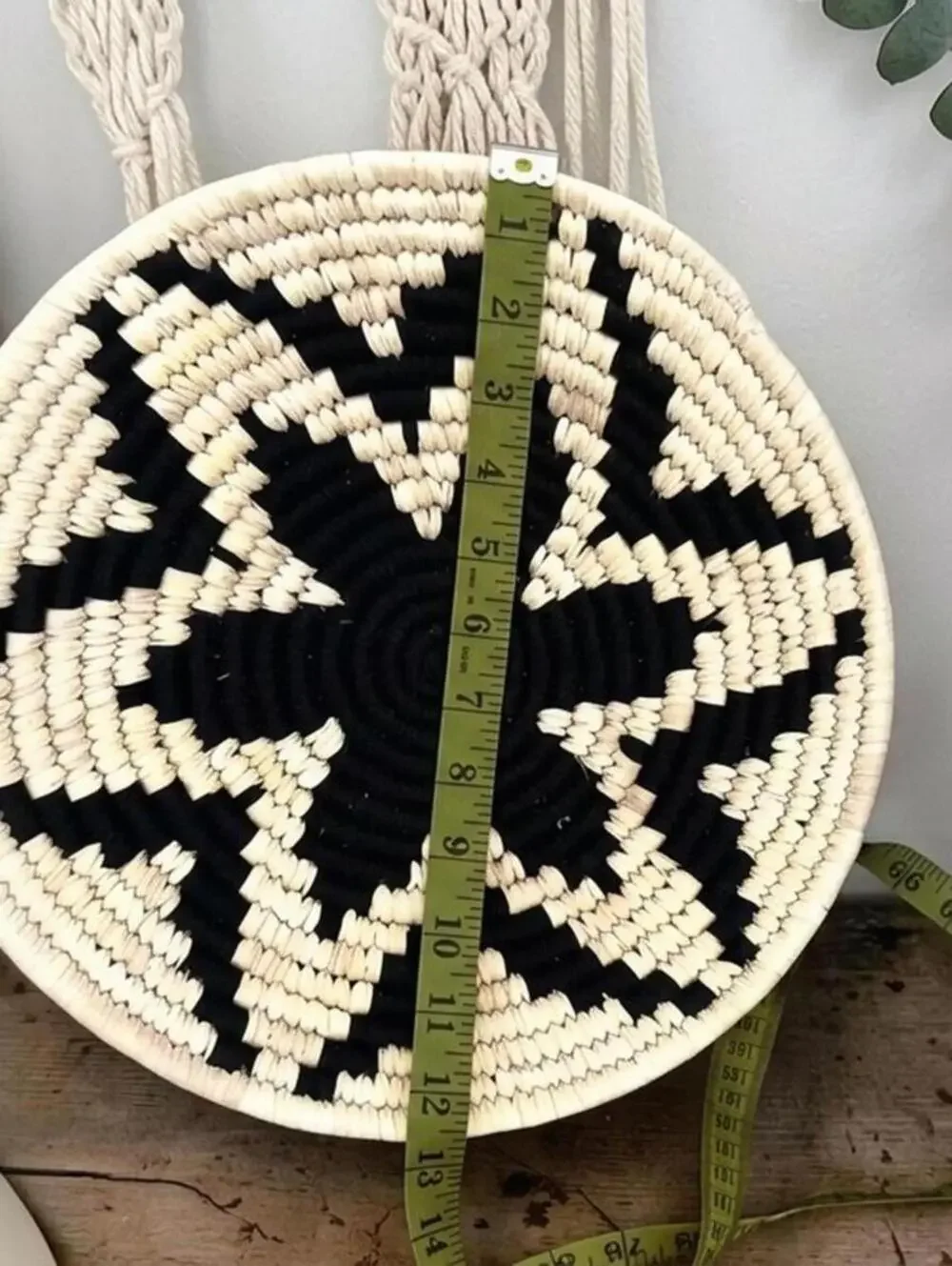 Woven Basket Wall Set, Black Natural Mixed Pattern Boho Gallery Decor